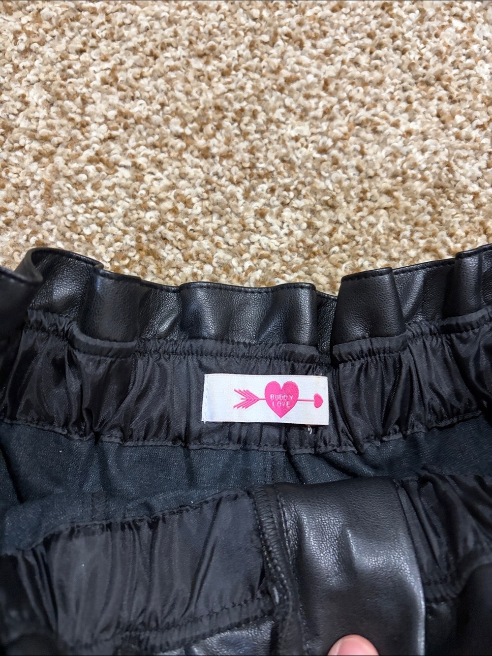 Buddy Love Black Faux Leather High-Waist Paperbag Shorts - Picture 2 of 3